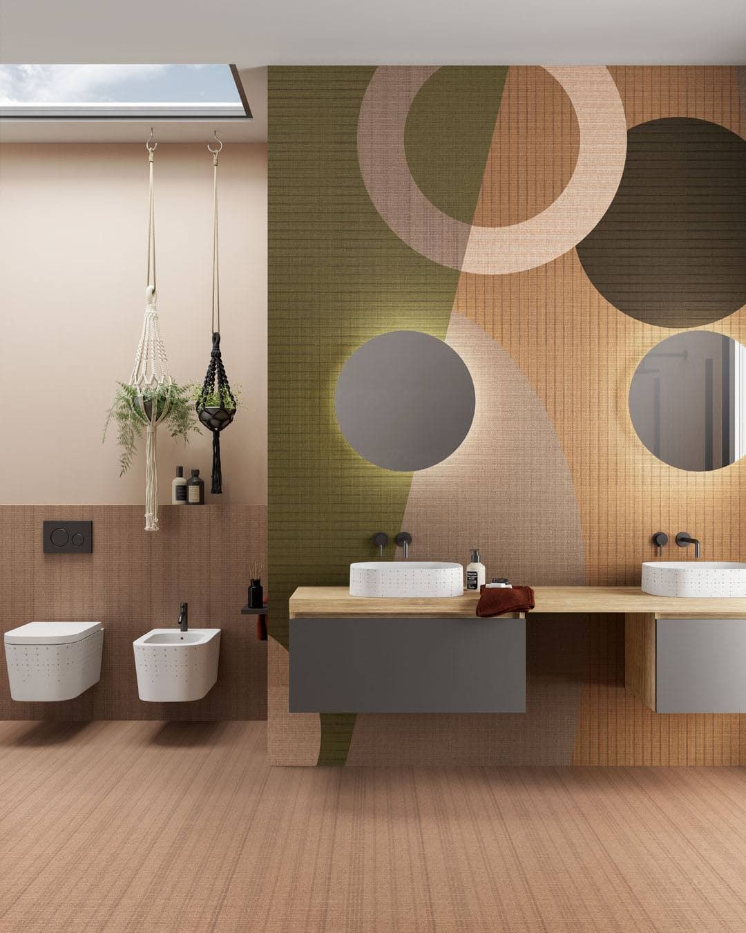 Collezione Geometric landscape — carta da parati Inkiostro Bianco in ambiente