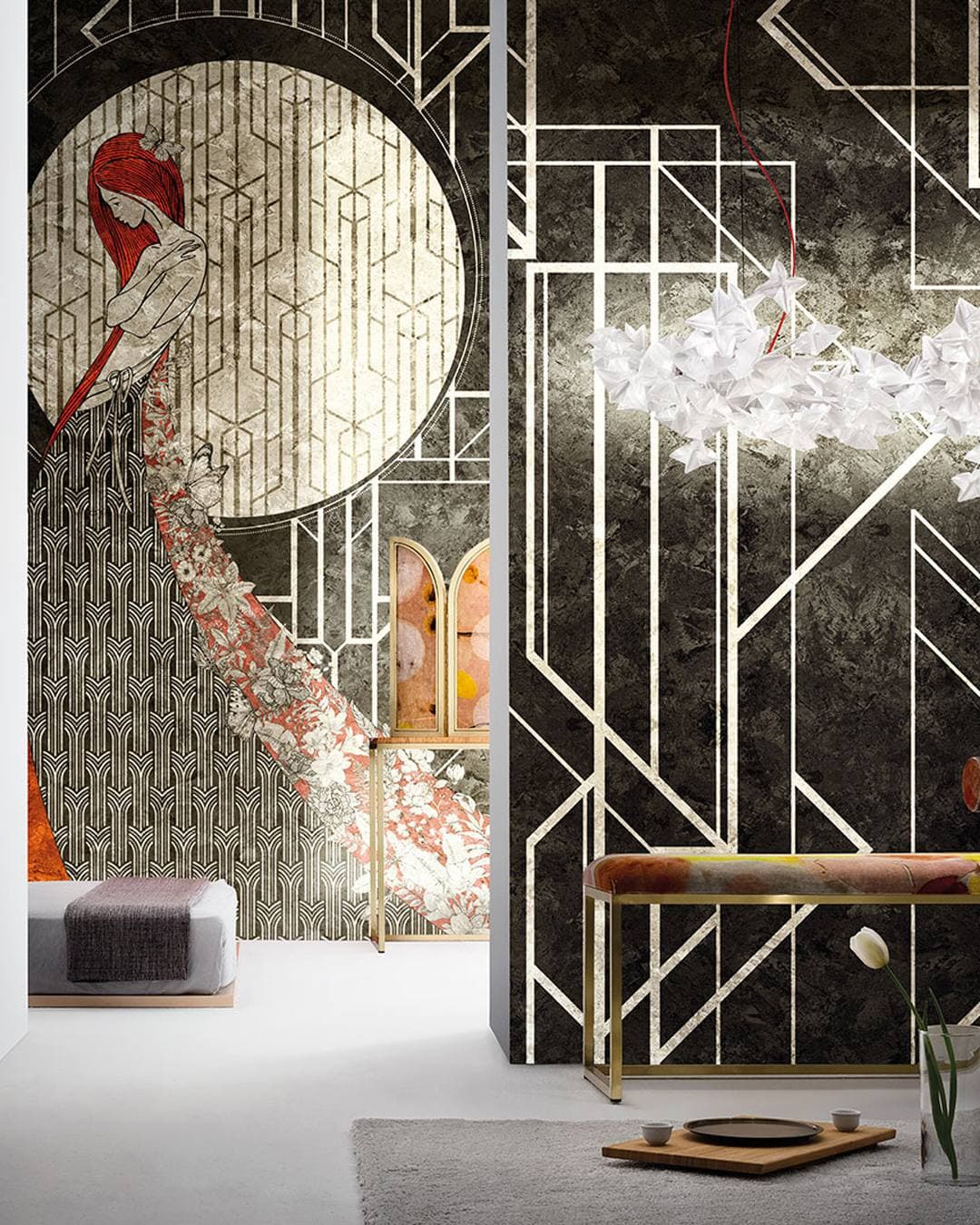 Collezione Goldenwall Collection 2018 — carta da parati Inkiostro Bianco in ambiente