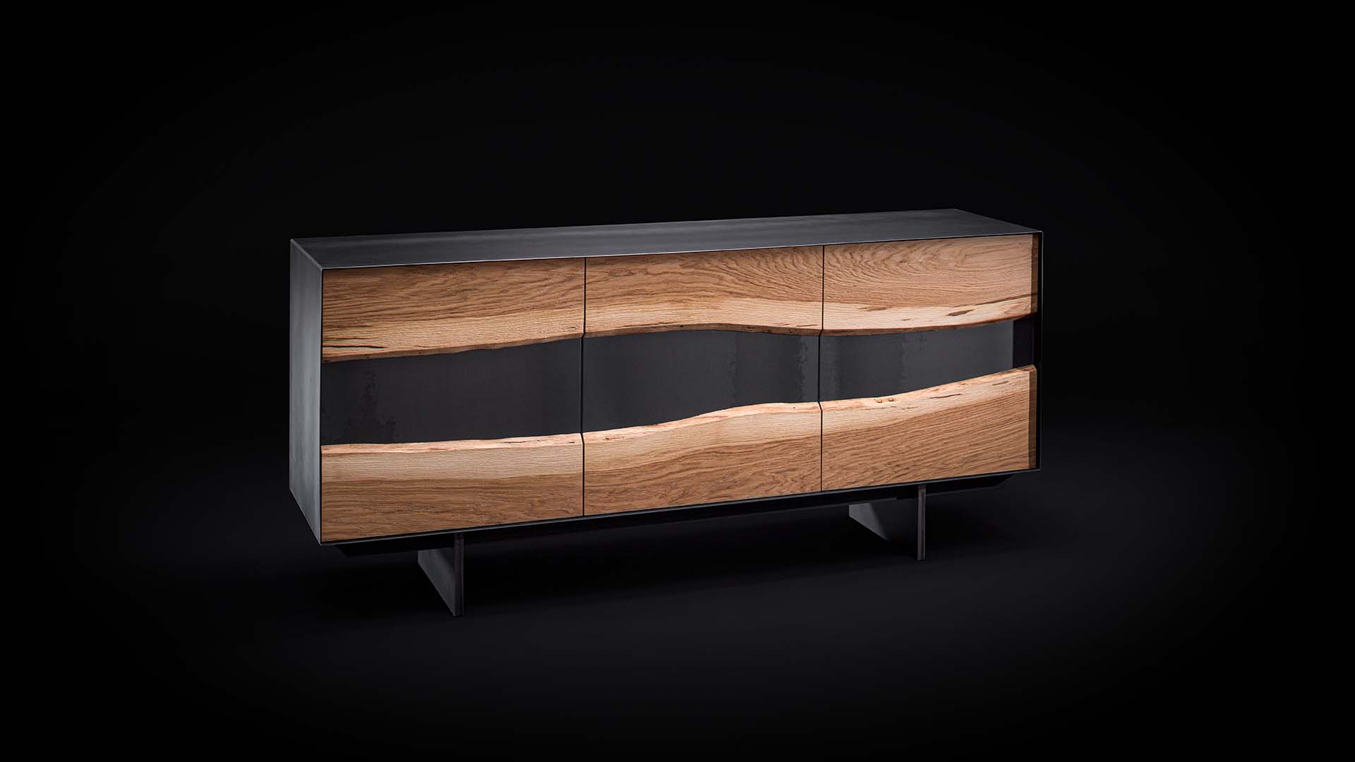 Sideboard in oak and iron