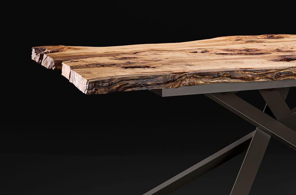 Assembled table in wild poplar wood