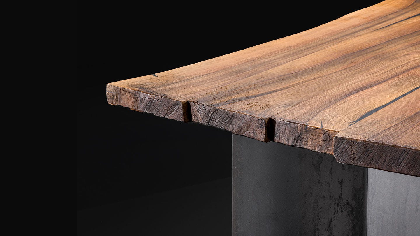 Assembled table in Italian walnut wood