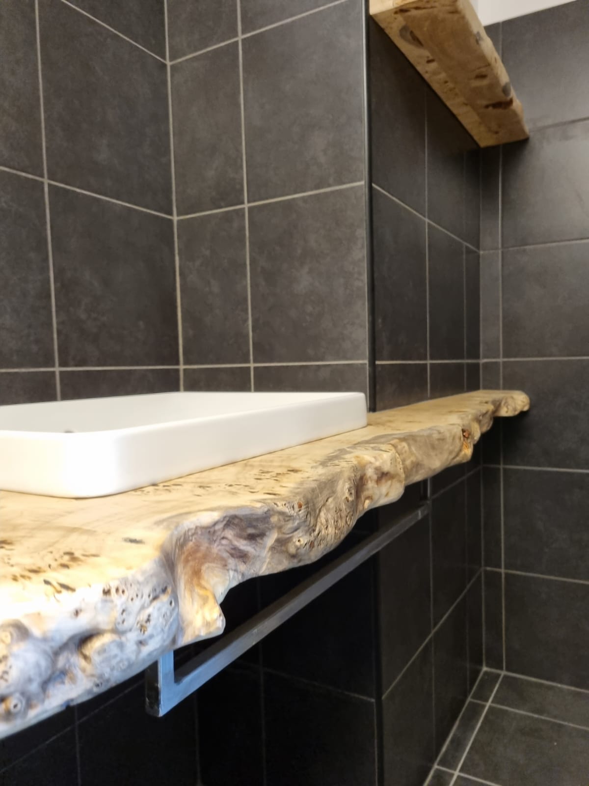 top bagno in legno massello