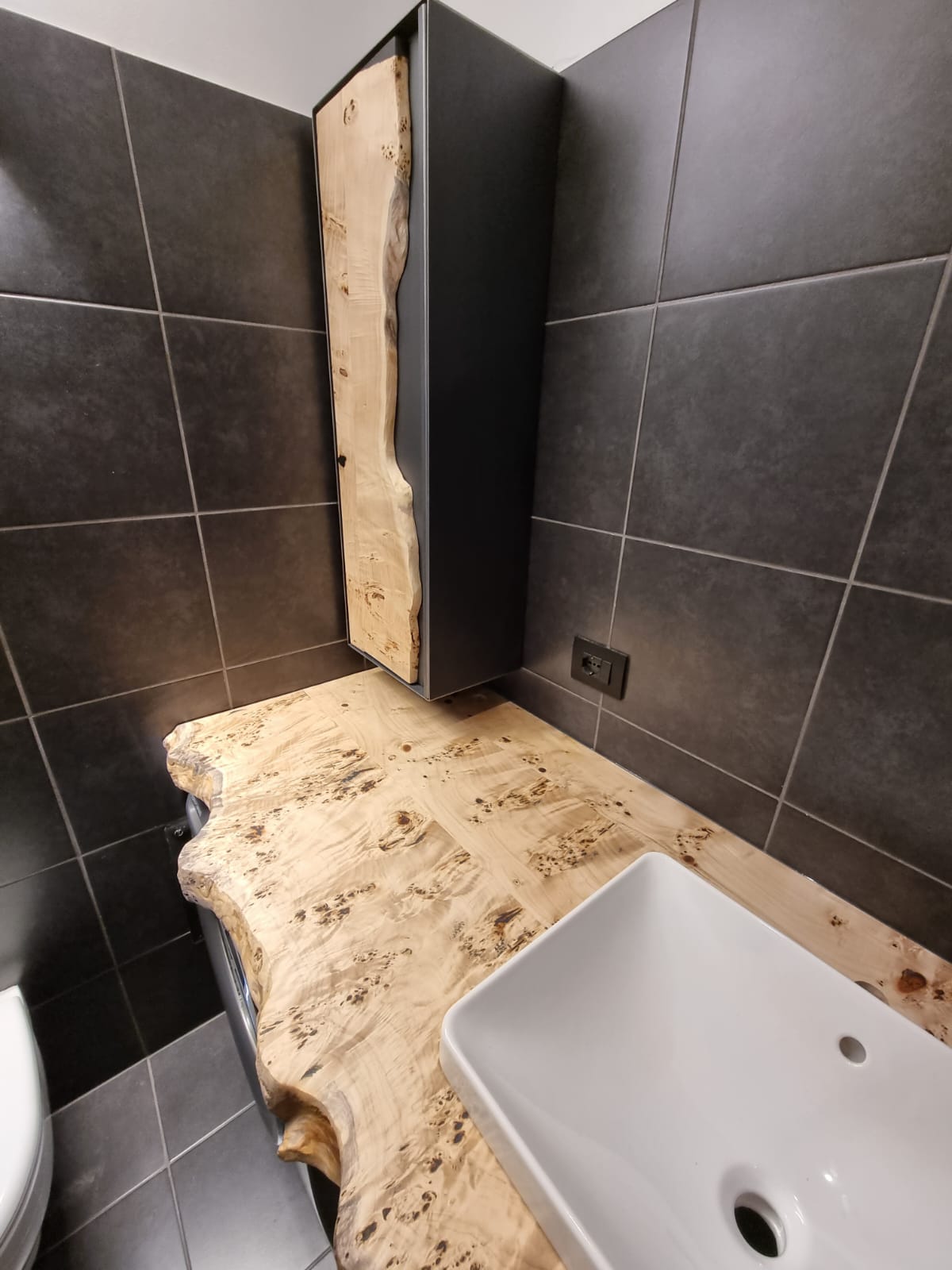 top bagno in legno massello