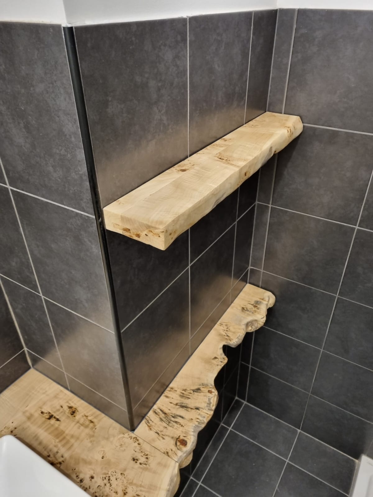 top bagno in legno massello